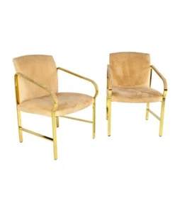 Baker Furniture Mid Century Brass Arm Chairs - Pair - Picture 1 of 9