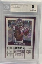 2017 CONTENDERS DRAFT PICKS CRACKED ICE #'D 13/23 MIKE EVANS JERSEY # 1/1 BGS 9