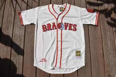 Camiseta deportiva cosida retro BOSTON BRAVES 1935 BABE RUTH CREAM TALLA GRANDE NUEVA CON ETIQUETAS Foto 1 de 2