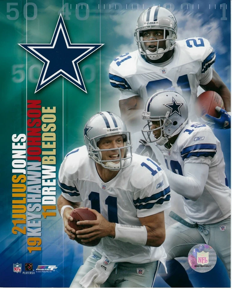 Dallas Cowboys 2005 fotografía 8x10 brillante foto archivo dibujo Bledsoe Jones Foto 1 de 1