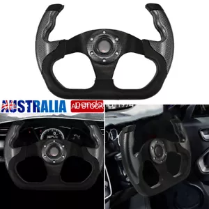 Universal 12.8” Aluminum Drifting Deep Dish Racing Steering Wheel Black AU - Picture 1 of 8
