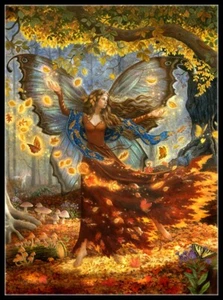 Fall Fairy - Counted Cross Stitch Patterns - Color & BW Symbols Charts - Picture 1 of 2