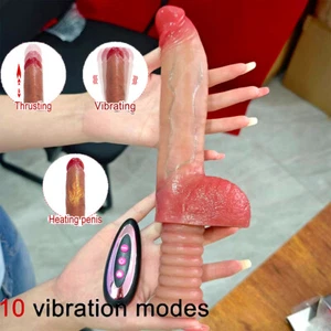 Huge Realistic Thrusting Heated Dildo G-spot Vibrator with Handle Women Sex toys - Picture 1 of 24
