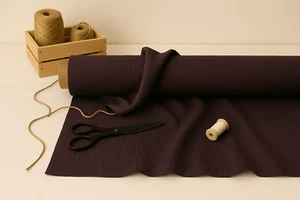 Japanese Violet Linen Blend Fabric by the Yard – Elegant for Apparel & Décor - Picture 1 of 10