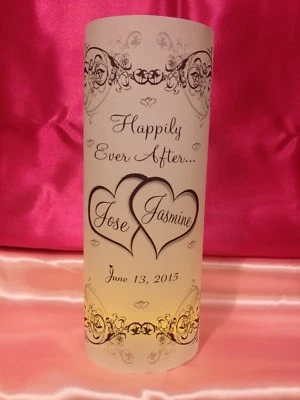 10 Personalized Double Hearts Vellum Wedding Luminaries Centerpieces Decorations - Image 1 of 4