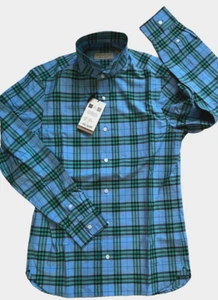 Camicia in cotone a quadretti Burberry London Alexander blu topazio nuova con etichette taglia S - Foto 1 di 10