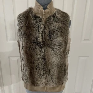 Powder River Outfitters By Panhandle Slim Faux Fur Vest Size Small Brown Y2K - Picture 1 of 5