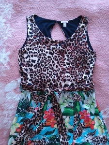 Buntes Maxi-Sommerkleid Größe 36, Leoparden-Look + Exotische Blumen, Alba-Moda - Bild 1 von 5