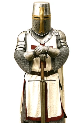 Medieval Templar Knight Armor Set: Polished Steel Crusader Halloween Suit - Image 1 of 4