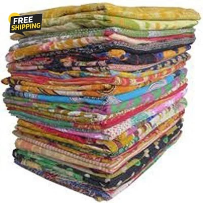 5 Pieces Mix Lot Whole Sale Tribal Kantha Quilts Vintage Cotton Bed Cover - Image 1 of 3