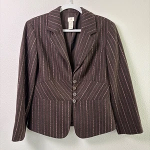 J Jill Blazer Jacke Gr. 8 braun rosa gestreift Wollmischung Vintage Büro - Bild 1 von 12