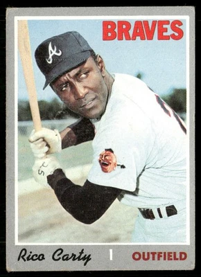 Topps Rico Carty 1970 (tinta en la parte posterior) Atlanta Braves #145 Foto 1 de 2
