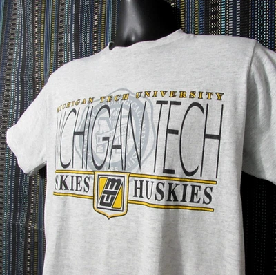 VTG Jansport T-Shirt Men Medium Gray Michigan Tech University Huskies USA Made - Image 1 of 4