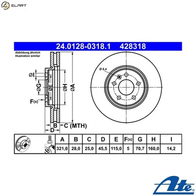 2x BRAKE DISC 24.0128-0318.1 FOR VAUXHALL INSIGNIA/Mk/II OPEL B20DTH 2.0L 4cyl - Image 1 of 4