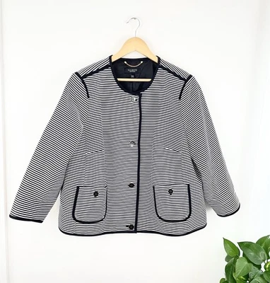 Talbots 22WP Black White Striped Work Career Blazer Jacket Women’s Plus 22WP - Image 1 of 4