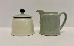 Vintage Denby Seladon Grün Milchkännchen und Zuckerdose Set England "Energy" D-8. - Bild 1 von 9