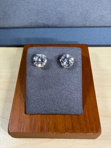 14K Gelbgold weiße Zirkonia CZ runde Brillanten Ohrstecker 8mm - Bild 1 von 19