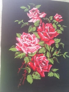 Needlepoint French Tapestry 22x16 Unframed Vtg Vivid Colors - Picture 1 of 6