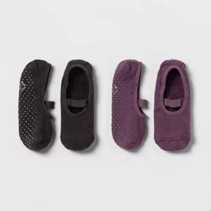 Solid Barre Liner Grip Socken All-in-Motion Baumwolle Yoga 2 Paar braun Größe 4-10 - Bild 1 von 2