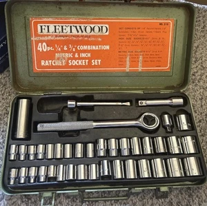 Fleetwood 39/40-piece Socket Ratchet Set No. 518 Vintage Japan w/ Green Case - Picture 1 of 10