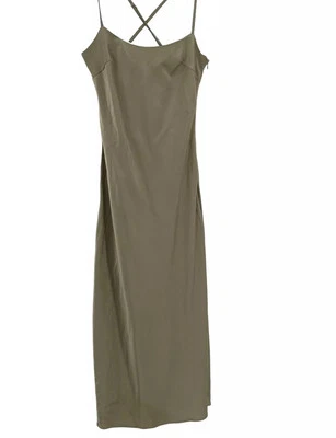 Vestido midi ajustable satinado talla 2 arena/bronceado Nasty Gal Collection nuevo con etiquetas Foto 1 de 4