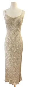 Bari Jay Vtg Gold Metallic Maxi Dress Sz 9 Nude 90s Slip Dress resort, cruise - Bild 1 von 10