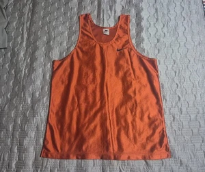 Vintage 90s Nike Basketball Jersey Tank Top Large Satin Orange Silky Shiny - Picture 1 of 3