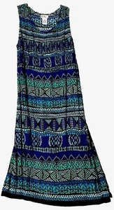 RK Originals Kleid 20 Mosaik Print Viskose Boho Midi Y2K Vintage Hippie Sommerkleid - Bild 1 von 9