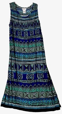 RK Originals Dress 20 Mosaic Print Rayon Boho Midi Y2K Vintage Hippie Sundress - Image 1 of 4