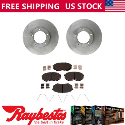 Kit de rotores de freno delanteros + pastillas de cerámica y herrajes para camioneta Toyota 1989-1993 Foto 1 de 4