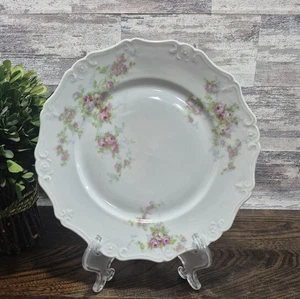 Antique Bassett Limoges Austria Pink Roses 9.75" Dinner Plate ~ 1930s Austria - Picture 1 of 10