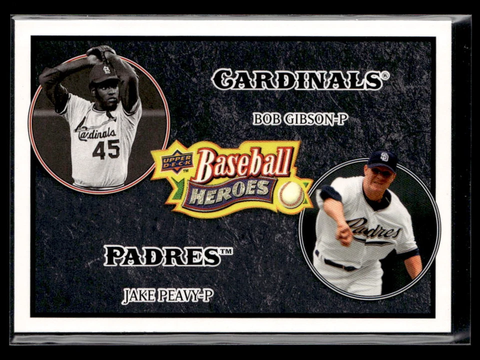 Bob Gibson / Jake Peavy - 2008 Upper Deck Baseball Heroes Black #184 - Image 1 of 2