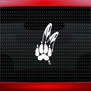 Wolf Paw #2 Native American Car Decal Window Sticker Feather Bear (20 COLORS!) - Picture 1 of 1