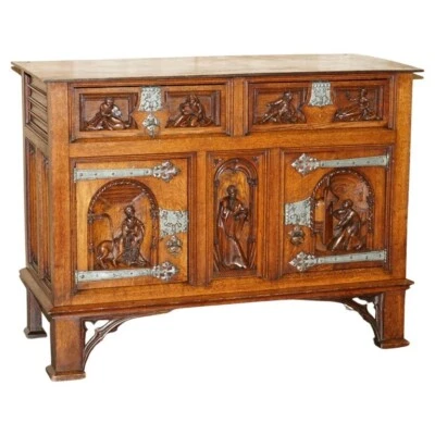EXQUISITE GOTHIC REVIVAL CIRCA 1860 HAND CARVED SIDEBOARD MUST SEE PICTURES - Image 1 of 4