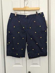 Kim Rogers pantaloncino donna nuovo con etichetta taglia 12P Petite blu navy oro - Foto 1 di 4
