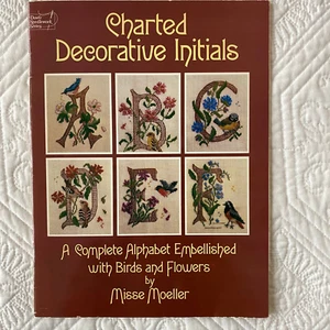 Misse Moeller Charted Decorative Initials Needlework Book Flowers Birds - Picture 1 of 2