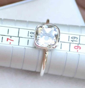 Anillo de piedras preciosas de cristal de 12,10 quilates anillo de plata de ley 925 hecho a mano talla 8 - Imagen 1 de 5