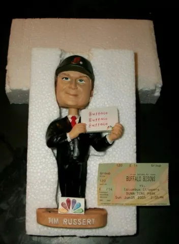 AUTOGRAPHED NEW IN BOX RARE TIM RUSSERT BUFFALO BISONS BOBBLEHEAD MEET THE PRESS Cover