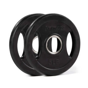 Titan Fitness 5 LB Pair Black Grip Plates, Cast Iron and Rubber Coating, Sold as - Picture 1 of 6