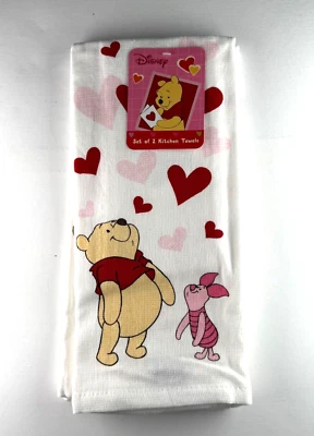Disney Winnie the Pooh Juego de 2 Toallas de Cocina Día de San Valentín Lechón 16”X26” Foto 1 de 4