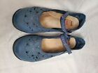 Earth Spirit Blue Floral Mary Jane Faux Leather Flats Women's 6 CASUAL ACTIVE