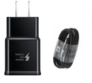 Fast Wall + Charger USB Type C Cable For Samsung Galaxy Note 10 S8 S9 S10 Black - Picture 1 of 3