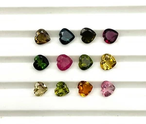 10 CT Natural Multi Tourmaline Heart Cut Loose Gemstone Lot 29 Pcs 5 MM - Picture 1 of 5