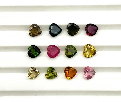 10 CT Natural Multi Tourmaline Heart Cut Loose Gemstone Lot 29 Pcs 5 MM - Image 1 of 4