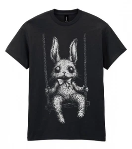Spooky Rabbit Gothic Emo Grunge Black Colour Unisex T-Shirt - POD Tee - Picture 1 of 1