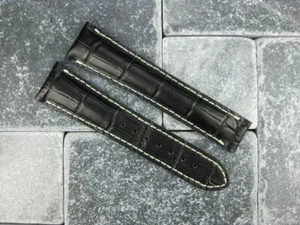 Neu 18 mm schwarzes Leder Faltarmband weißes Uhrenarmband für OMEGA Seamaster R - Bild 1 von 5