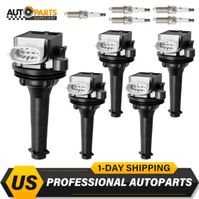 ✅5 Ignition Coil & Spark Plug For Volvo S40 S60 V50 V70 C30 L5 2.4L 2.5L UF517 - Image 1 of 4