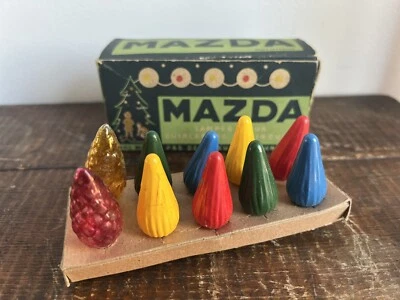 Antique Vintage 1930s Mazda Christmas Tree decorations Colour Lights Bulbs Boxed - Image 1 of 4