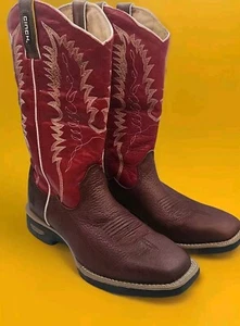 Cinch Damen Burgunderrot Western Leder Eckige Zehenpartie Cowboystiefel Größe 8,5B - Bild 1 von 8