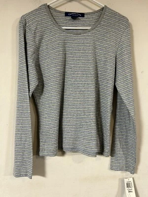 Camiseta Charter Club Intimates Gris Rayas L/S Talla Pequeña Nueva Con Etiquetas Foto 1 de 3